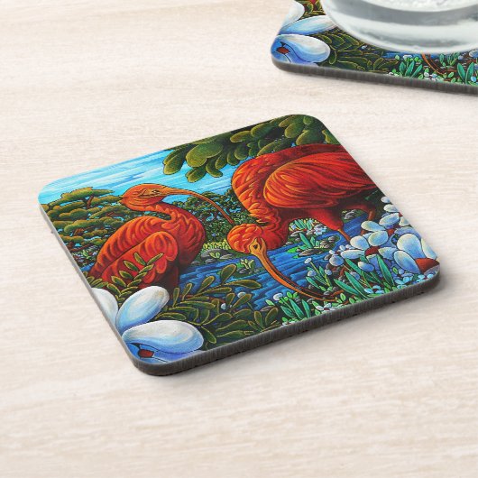 Scarlet Ibis Onderzetter Set van 6 (Linkerzijde)