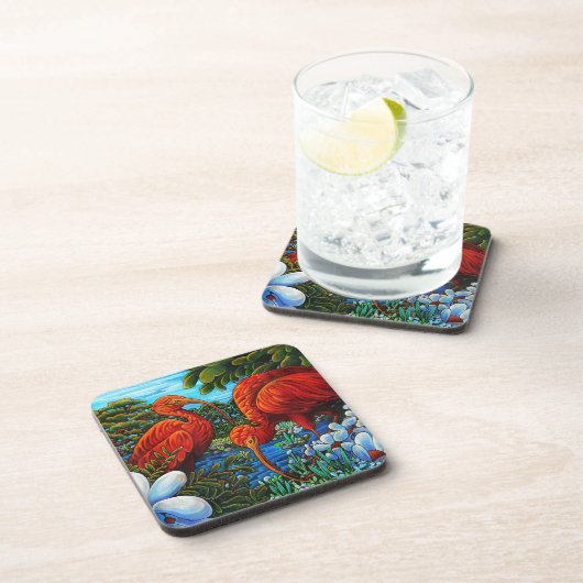 Scarlet Ibis Onderzetter Set van 6 (Rechterzijde)