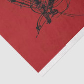 Scarlet Lady in zwarte Muzieknoten Decoupage Tissuepapier (Detail)