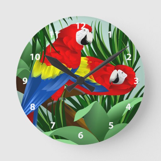 Scarlet Macaw Art Ronde Klok (Voorkant)