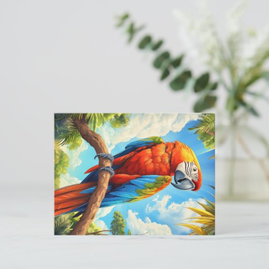 Scarlet macaw briefkaart (Staand voorkant)