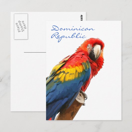 Scarlet Macaw Dominicaanse Republiek Briefkaart (Voorkant / Achterkant)