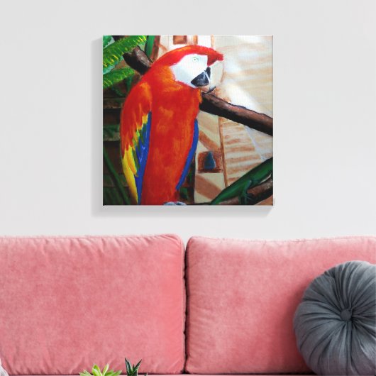 Scarlet Macaw Exotic Wildlife Bird Oerwoud Art Canvas Afdruk (Insitu (Woonkamer))