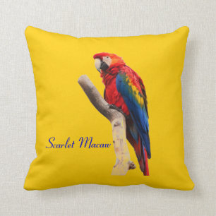 Scarlet Macaw Gold Throw Cushion Kussen