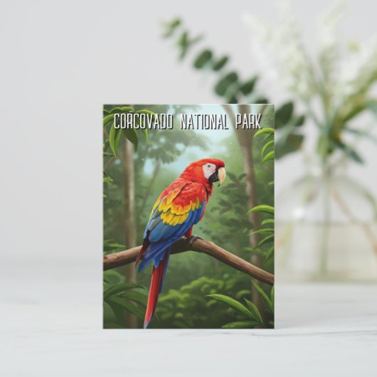 Scarlet Macaw in het Corcovado National Park Briefkaart (Staand voorkant)