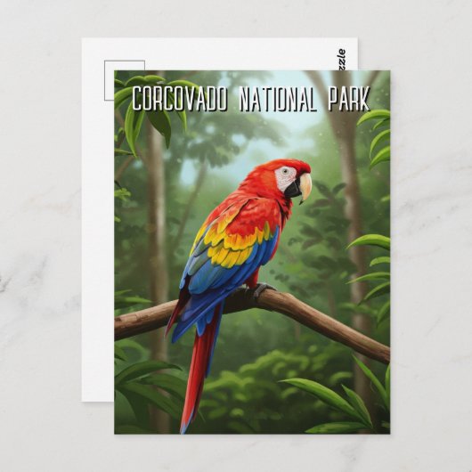 Scarlet Macaw in het Corcovado National Park Briefkaart (Voorkant / Achterkant)