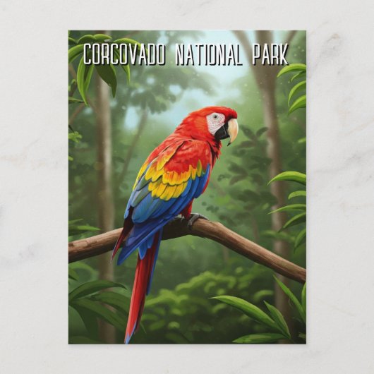 Scarlet Macaw in het Corcovado National Park Briefkaart (Voorkant)