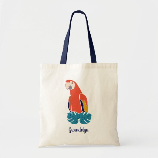 Scarlet Macaw in rood, gepersonaliseerd Tote Bag (Voorkant)