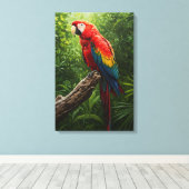 Scarlet Macaw Oil Painting Canvas Afdruk (Insitu (Houten vloer))