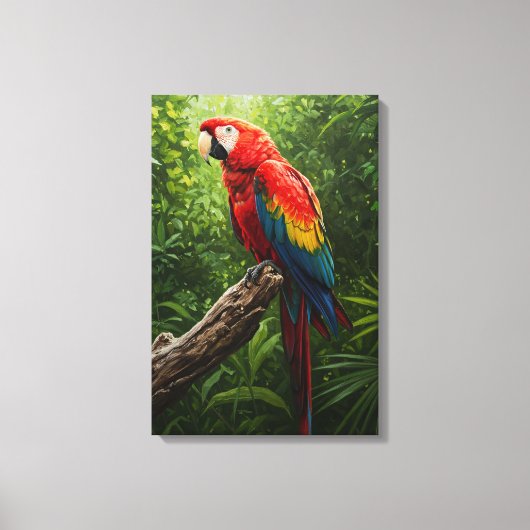 Scarlet Macaw Oil Painting Canvas Afdruk (Voorkant)