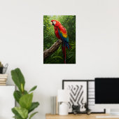 Scarlet Macaw Oil Painting Poster (Thuiskantoor)