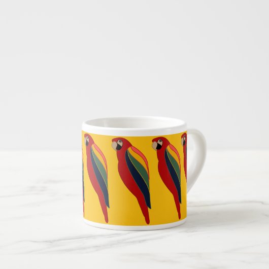 Scarlet Macaw on Yellow Espresso Mug Espresso Kop (Voorkant rechts)