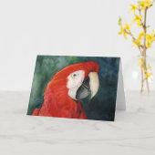 "Scarlet Macaw" Originele Art Notecard Kaart (Gele Bloem)