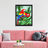 Scarlet Macaw Parrot Art Canvas Afdruk (Insitu (Woonkamer))
