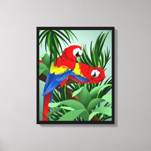 Scarlet Macaw Parrot Art Canvas Afdruk (Voorkant)