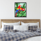 Scarlet Macaw Parrot Art Canvas Afdruk (Insitu (Slaapkamer))