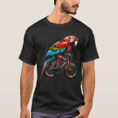 Scarlet Macaw Parrot Bird Riding Biker T-shirt (Voorkant)