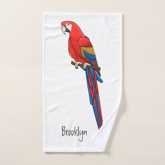 Scarlet macaw parrot cartoon illustratie bad handdoek (Handdoek)