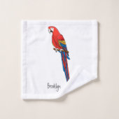 Scarlet macaw parrot cartoon illustratie bad handdoek (Wasdoekje)