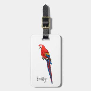 Scarlet macaw parrot cartoon illustratie bagagelabel