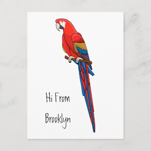 Scarlet macaw parrot cartoon illustratie briefkaart (Voorkant)
