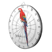 Scarlet macaw parrot cartoon illustratie dartbord (Voorkant Rechts)