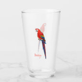 Scarlet macaw parrot cartoon illustratie glas (Achterkant)