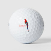Scarlet macaw parrot cartoon illustratie golfballen (Voorkant)
