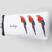 Scarlet macaw parrot cartoon illustratie golfheadcover (Voorkant)