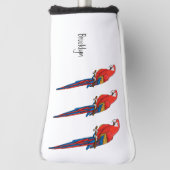 Scarlet macaw parrot cartoon illustratie golfheadcover (Draai 90)