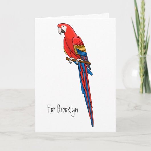 Scarlet macaw parrot cartoon illustratie kaart (Voorkant)