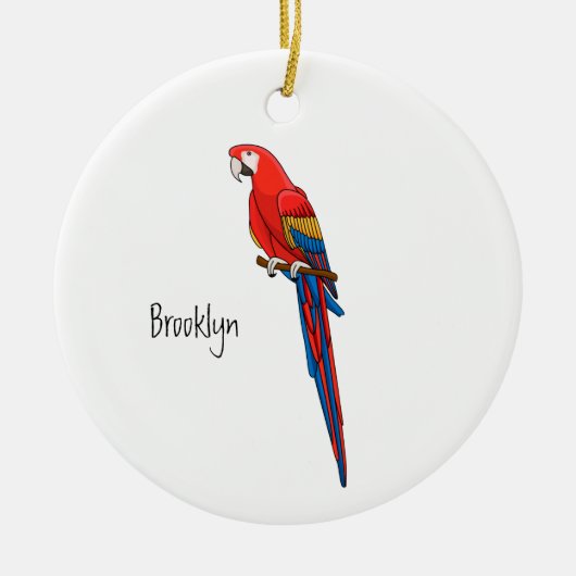 Scarlet macaw parrot cartoon illustratie keramisch ornament (Voorkant)