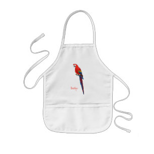 Scarlet macaw parrot cartoon illustratie kinder schort