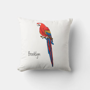 Scarlet macaw parrot cartoon illustratie kussen