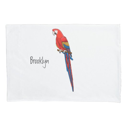 Scarlet macaw parrot cartoon illustratie kussensloop (Voorkant)