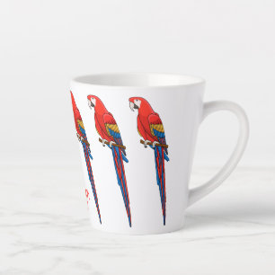 Scarlet macaw parrot cartoon illustratie latte mok