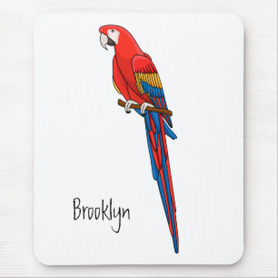 Scarlet macaw parrot cartoon illustratie muismat