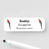 Scarlet macaw parrot cartoon illustratie naamplaatje (In situ)