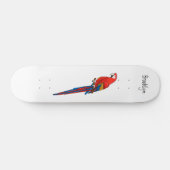 Scarlet macaw parrot cartoon illustratie persoonlijk skateboard (Horizontaal)