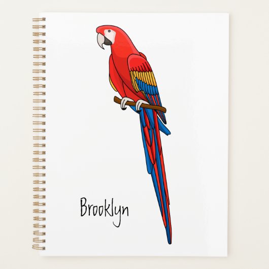 Scarlet macaw parrot cartoon illustratie planner (Voorkant)