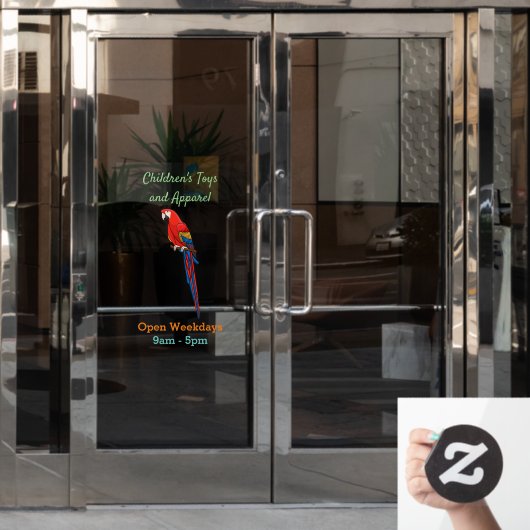 Scarlet macaw parrot cartoon illustratie raamsticker (Kantoordeur)
