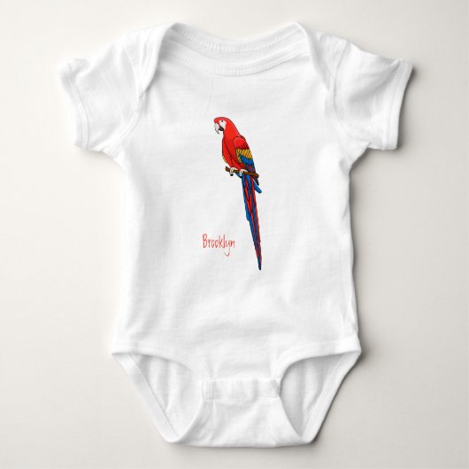 Scarlet macaw parrot cartoon illustratie romper (Voorkant)