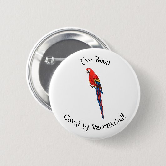 Scarlet macaw parrot cartoon illustratie ronde button 5,7 cm (Voorkant /achterkant)