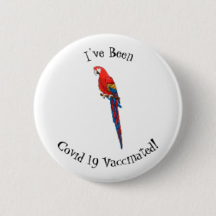 Scarlet macaw parrot cartoon illustratie ronde button 5,7 cm
