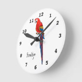 Scarlet macaw parrot cartoon illustratie ronde klok (Hoek)