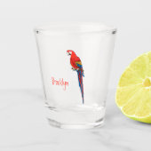 Scarlet macaw parrot cartoon illustratie shot glas (Voorkant)