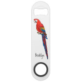 Scarlet macaw parrot cartoon illustratie speed flessenopener (Voorkant)