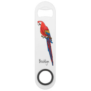 Scarlet macaw parrot cartoon illustratie speed flessenopener