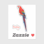 Scarlet macaw parrot cartoon illustratie sticker (Vel)