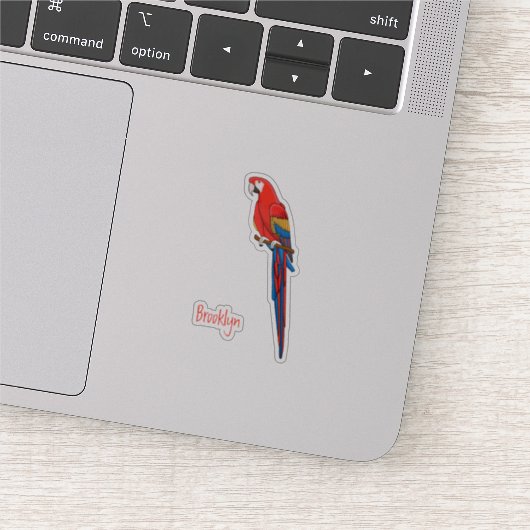 Scarlet macaw parrot cartoon illustratie sticker (Detail)